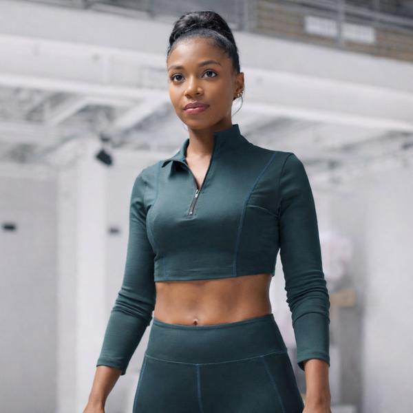 Momentum Cropped Quarter-Zip Top – Terraza