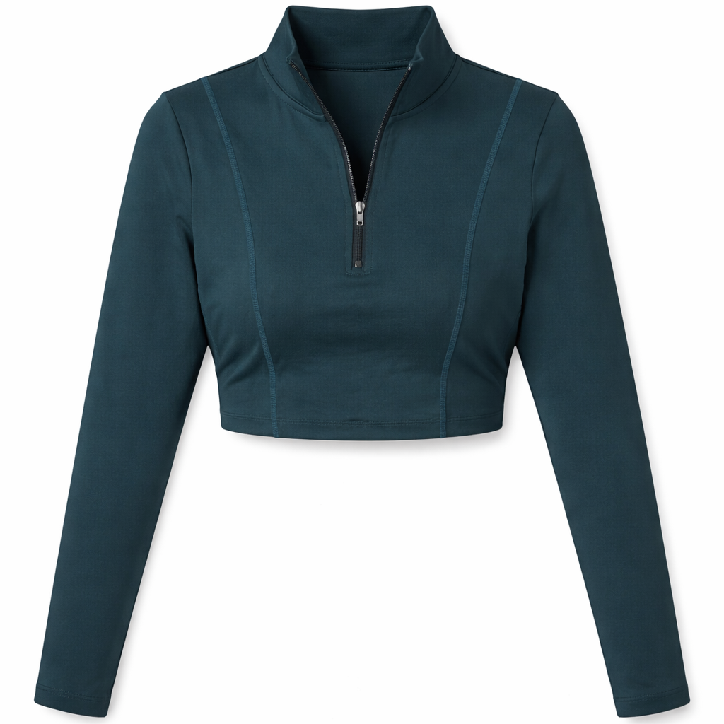Momentum Cropped Quarter-Zip Top