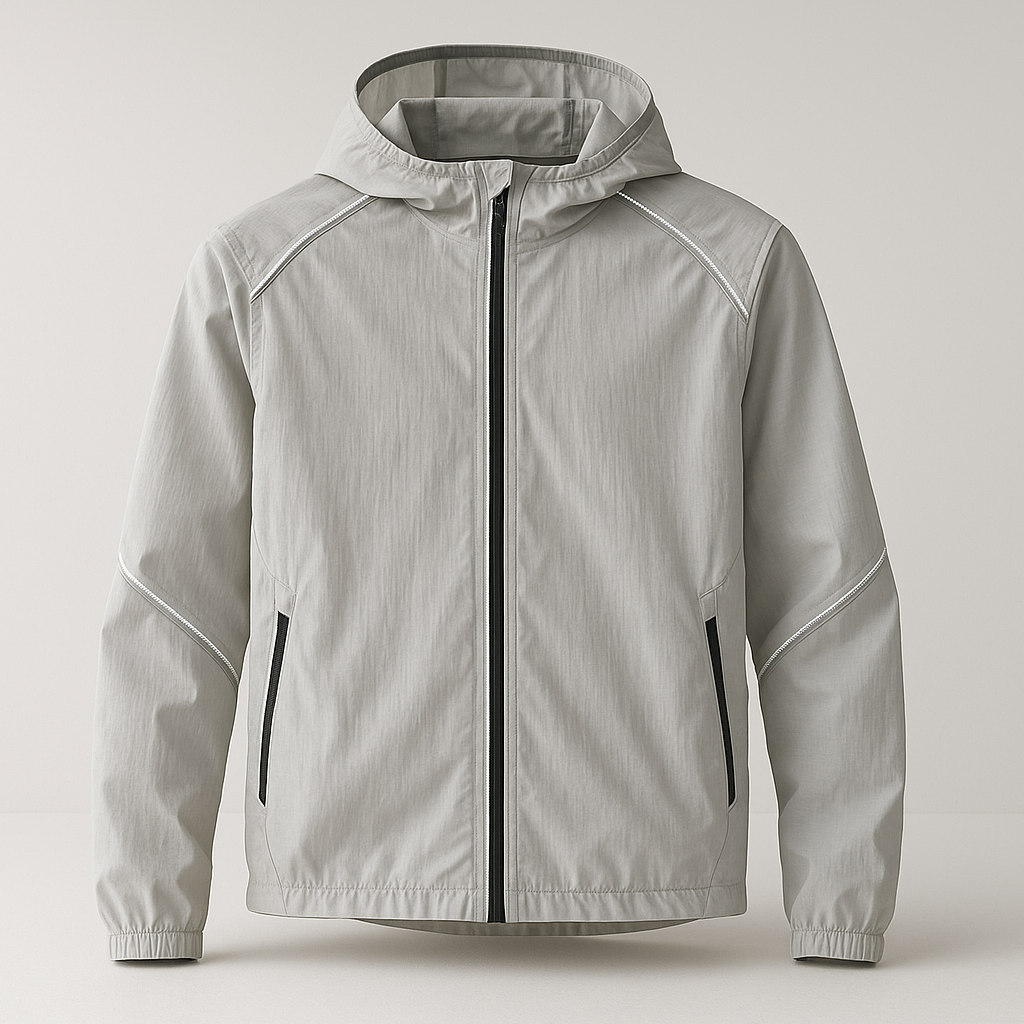 Packable, water-resistant shell with adjustable hem and reflective trims. Best for windy runs, drizzly commutes, and travel packing. in the color cloud